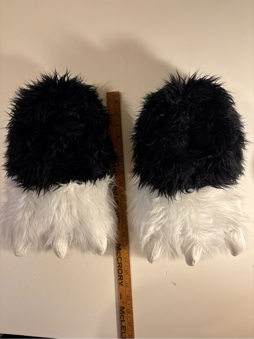 Black and White Faux Fur Pet Paw Slippers